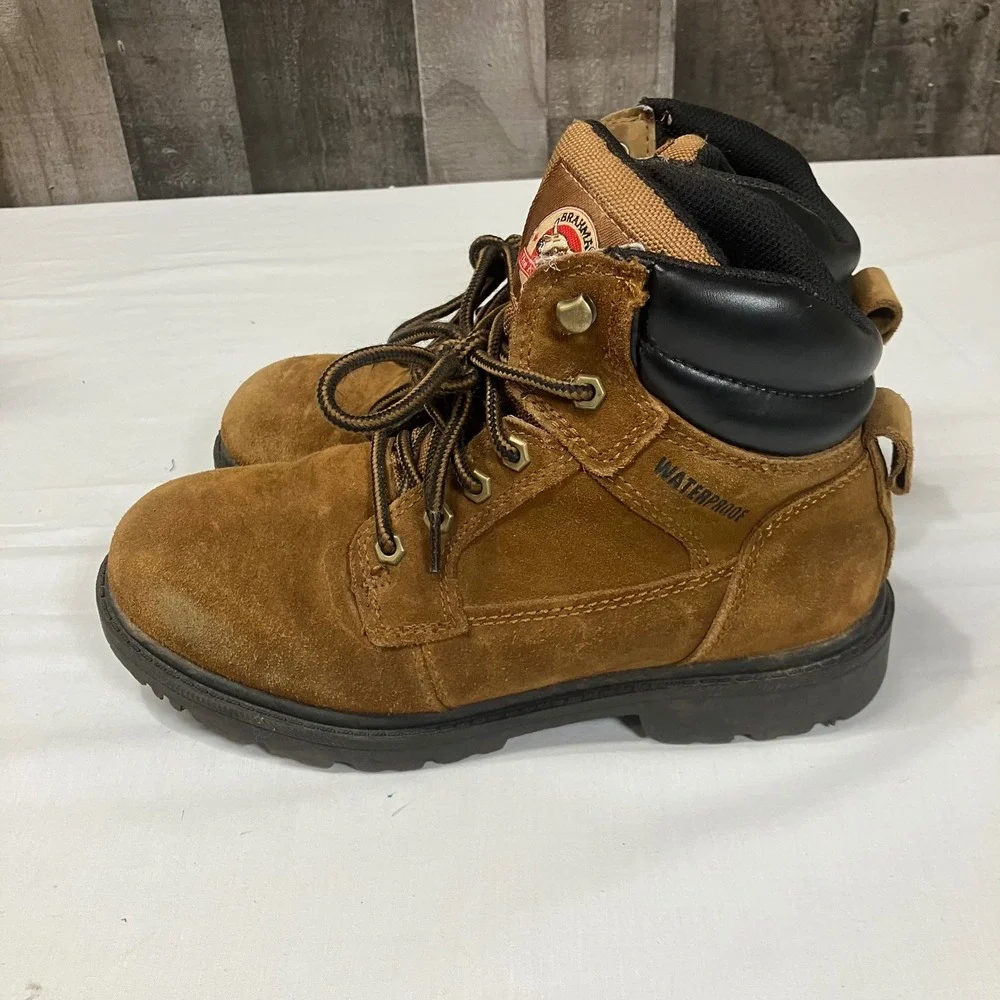 Brahma Mens Waterproof Suede Leather Work Boots Wheat Brown  Size 7.5W Rugged
